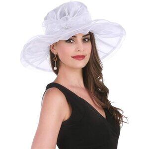 Women's Organza Kentucky Derby Fascinator Hat White4